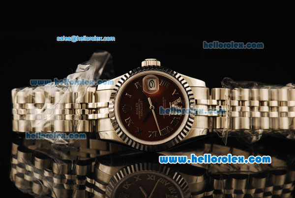 Rolex Datejust Automatic Movement Full Steel with ETA Coating Case and Brown Dial - Click Image to Close